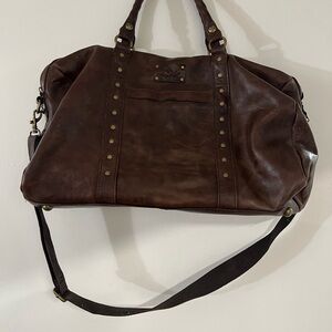 Patricia Nash Milano Heritage Tan Leather Large Duffle Weekender Bag